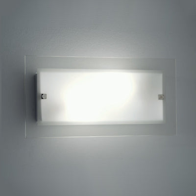 Applique Illuminando FLAT AP P 25x13 E27 LED lampada parete vetro satinato trasparente rettangolare moderna interno