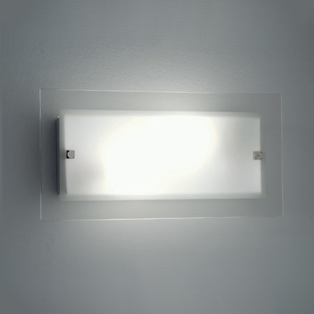 Applique Illuminando FLAT AP P 25x13 E27 LED lampada parete vetro satinato trasparente rettangolare moderna interno