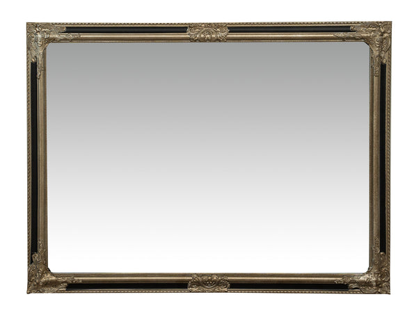 Biscottini Specchio Specchiera Impero Biscottini da Parete 90x4x120 Argento Nero Anticato