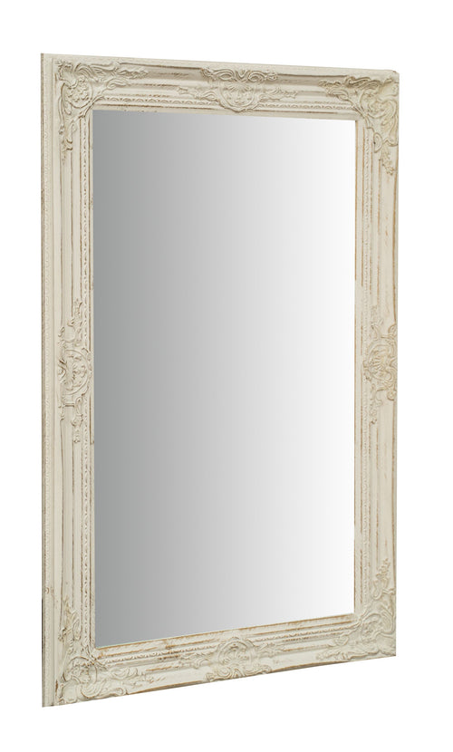 Biscottini Specchio Specchiera da parete e appendere verticale/orizzontale L60xPR4xH90 cm finitura bianco anticato