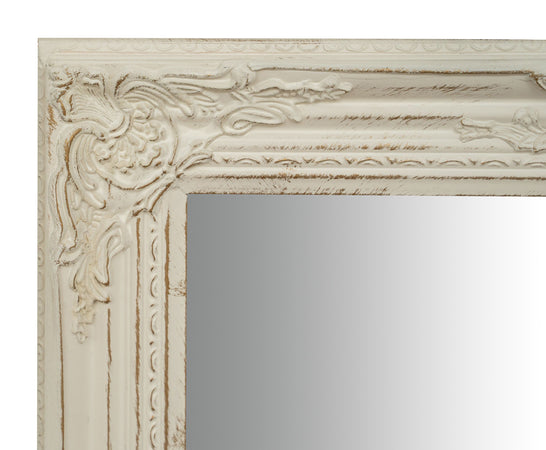Biscottini Specchio Specchiera da parete e appendere verticale/orizzontale L60xPR4xH90 cm finitura bianco anticato