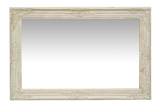 Biscottini Specchio Specchiera da parete e appendere verticale/orizzontale L60xPR4xH90 cm finitura bianco anticato