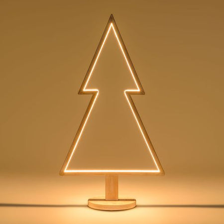 Abete triangolare luminoso con led multicolor e base in legno decorazione natalizia