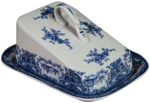 Biscottini Burriera in stile inglese L20xPR15xH10,5 cm in ceramica decorata bianca e blu