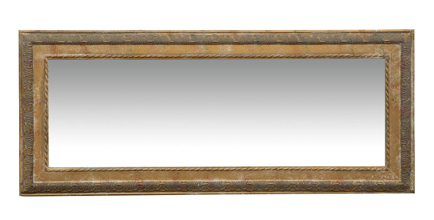 Biscottini Specchio Specchiera da parete e appendere verticale/orizzontale L35xPR4xH82 cm finitura foglia oro anticato