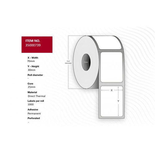 Label 70x30 - Core 25. White.