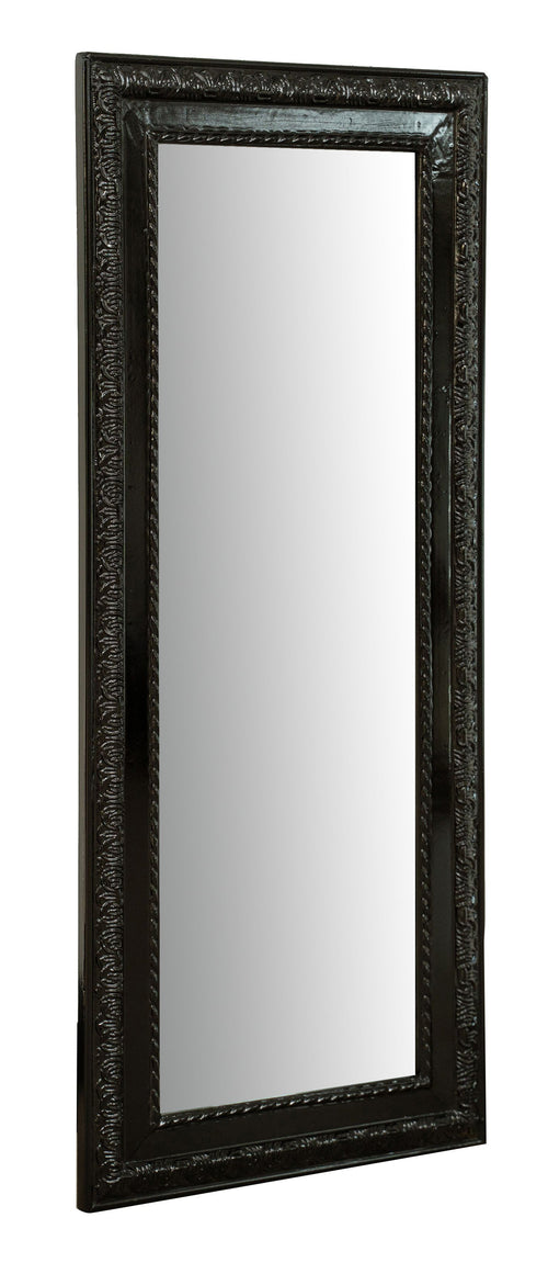 Biscottini Specchio Specchiera da parete e appendere verticale/orizzontale L35xPR4xH82 cm finitura nero lucido