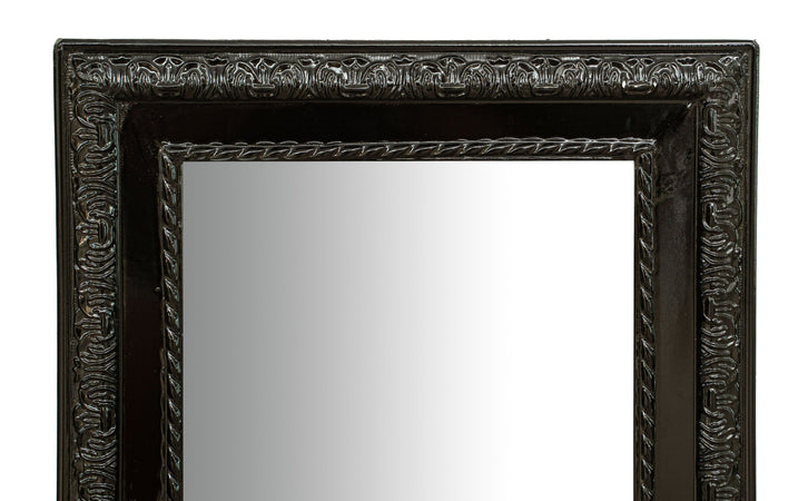 Biscottini Specchio Specchiera da parete e appendere verticale/orizzontale L35xPR4xH82 cm finitura nero lucido