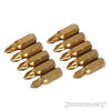 Inserti per cacciavite dorate in Acciaio S2 rivestito di titanio codolo esagonale 1/4  PH - PZ - A TAGLIO - ESAGONALE - T Silverline