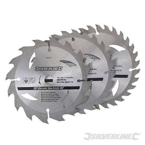 Lame per sega circolare in TCT 16, 24, 30 denti 3 p.zi pe legno silverline Silverline