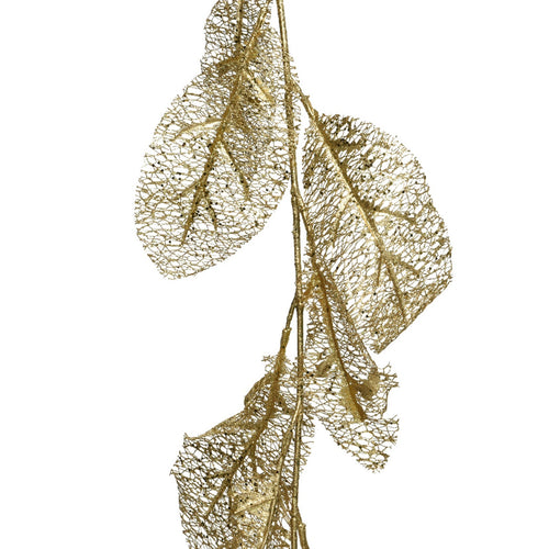 Festone natalizio ghirlanda color Oro con foglie, decorazione da 190 cm