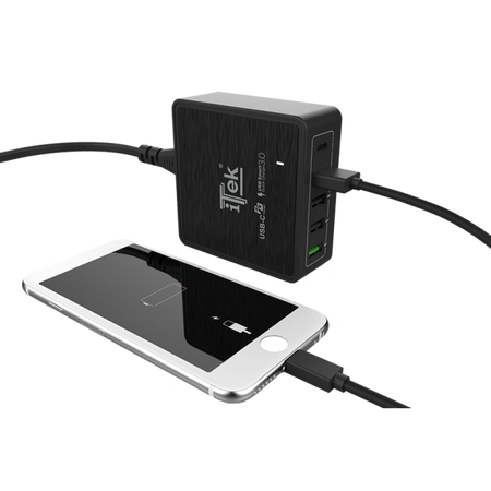 Caricabatteria da tavolo da 60W- 13.2A(2x3A- 3x2.4A) con 5 porte: 1xUSB-C PD- 3xUSB Smart- 1xQC3.0- Smart IC
