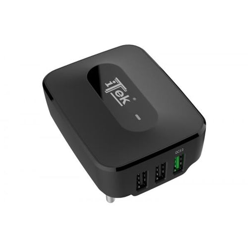 Caricabatteria da muro da 25W- 7.8A(2x2.4A- 1x3A) con 3 porte: 2xUSB Smart- 1xQC3.0- Smart IC