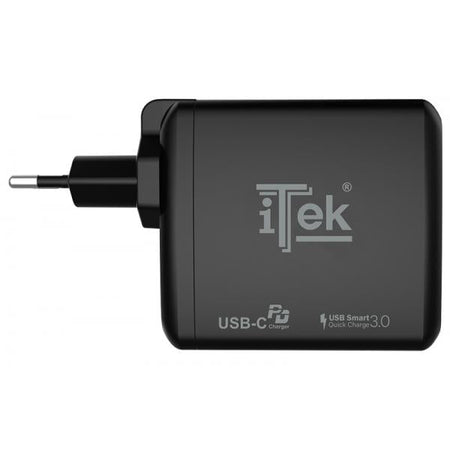 Caricabatteria da muro da 60W- 6A(2x3A) con 2 porte: 1xType-C PD- 1xQC3.0- Smart IC