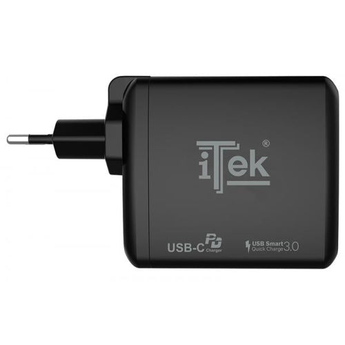 Caricabatteria da muro da 60W- 6A(2x3A) con 2 porte: 1xType-C PD- 1xQC3.0- Smart IC