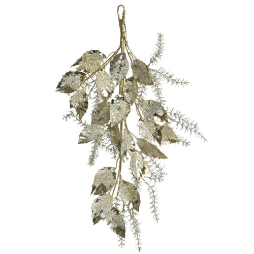 Festone natalizio ghirlanda con perle e glitter, decorazione da 50 cm color champagne