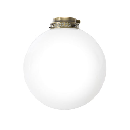 Kit Luce Vetro Bianco Sfera Grande Con Portalampada Ottone Brunito