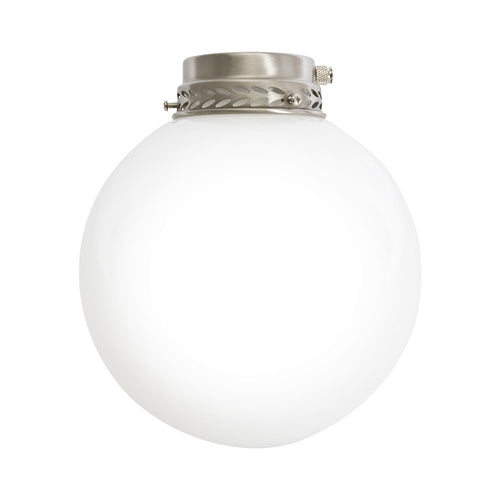 Kit Luce Vetro Bianco Sfera Piccola Con Portalampada Cromo Lucido
