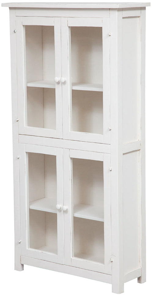 Biscottini Vetrina Country Shabby Chic legno tiglio bianca anticata Biscottini 68x25x130