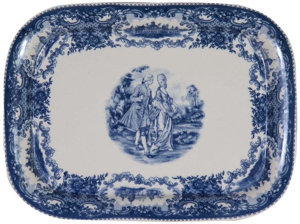 Biscottini Burriera in stile inglese L20xPR15xH10,5 cm in ceramica decorata bianca e blu