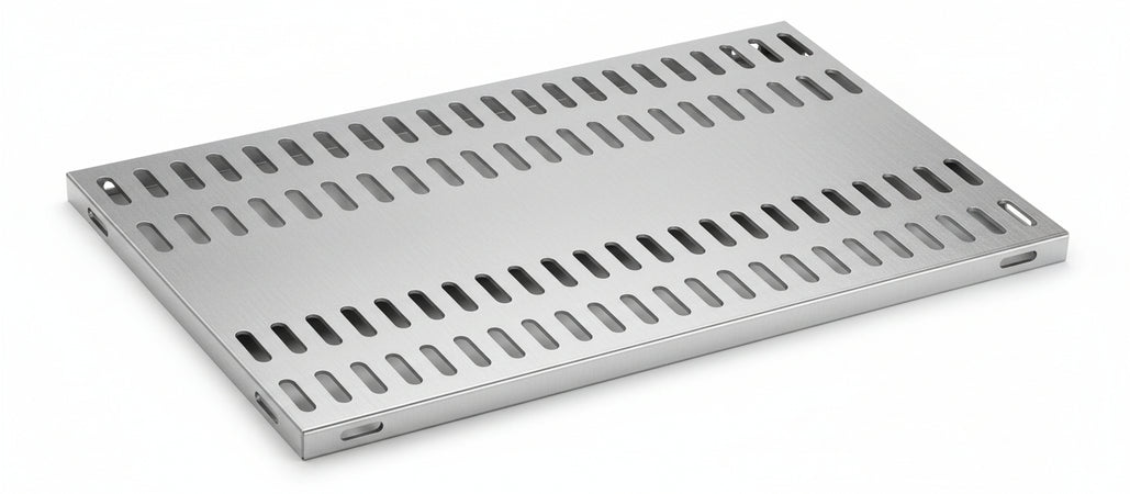 Piano aggiuntivo FORATO per scaffalatura in acciaio inox a ganci cm. 60x30