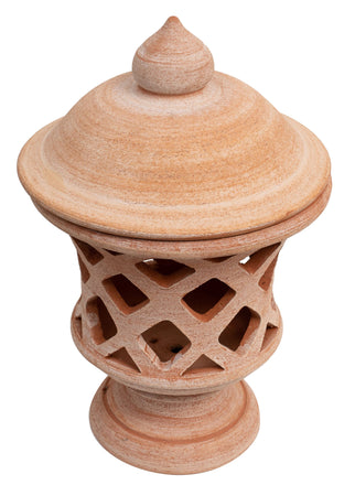 Biscottini Lanterna Terracotta 100% made in Italy interamente lavorata a mano al tornio Portacandele per la casa L35XPR35XH55 CM