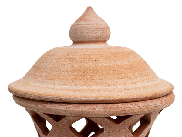 Biscottini Lanterna Terracotta 100% made in Italy interamente lavorata a mano al tornio Portacandele per la casa L35XPR35XH55 CM