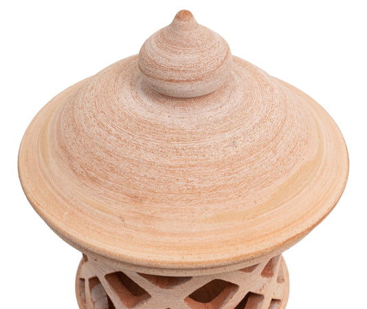 Biscottini Lanterna Terracotta 100% made in Italy interamente lavorata a mano al tornio Portacandele per la casa L35XPR35XH55 CM