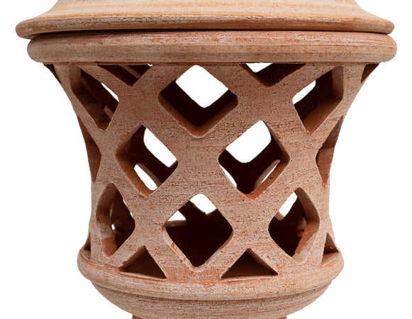 Biscottini Lanterna Terracotta 100% made in Italy interamente lavorata a mano al tornio Portacandele per la casa L35XPR35XH55 CM