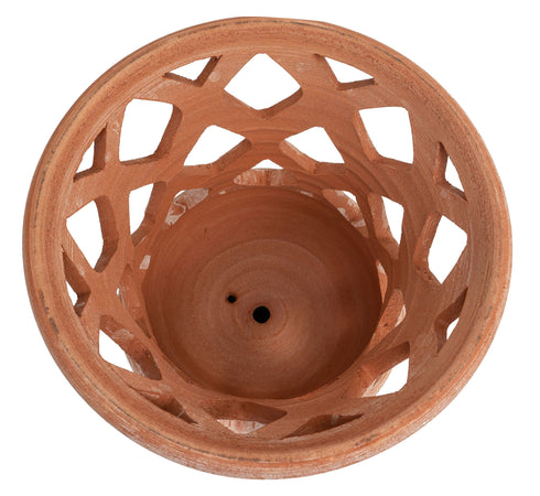 Biscottini Lanterna Terracotta 100% made in Italy interamente lavorata a mano al tornio Portacandele per la casa L35XPR35XH55 CM