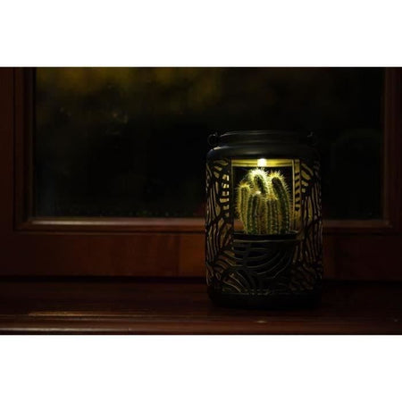 Lanterna solare - Lampada floreale GARDEN ID - Vaso 12 x 19 cm 6,5 x 6 cm - Illuminazione 8 ore - Batteria AAA - Design traforato.