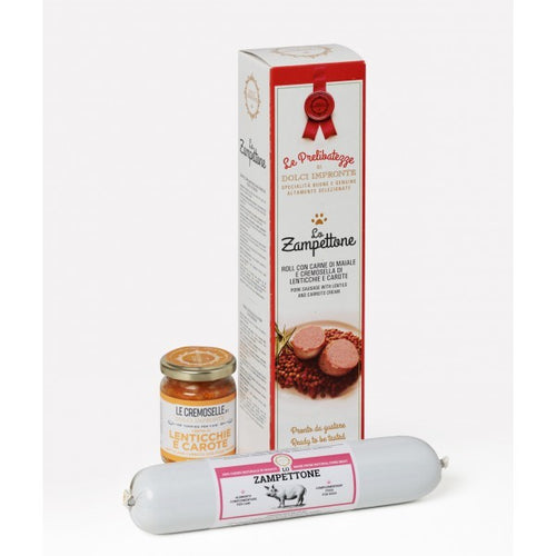 Dolci Impronte lo Zampettone di Fine Anno e Crema di Lenticchie e Carote per Cani 400gr