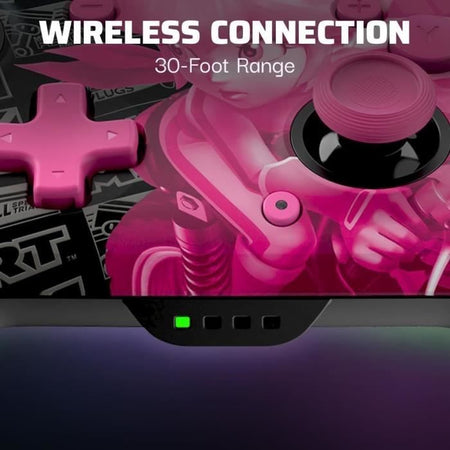 PDP - Controller wireless Glow per Nintendo Switch e Switch OLED - Grand Prix Peach - Nero e rosa