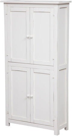 Biscottini Stipetto Country in legno massello di tiglio struttura bianca anticata L68xPR25xH130 cm. Made in Italy