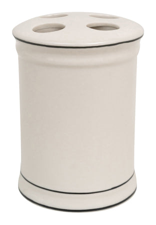 Biscottini Porta spazzolini in porcellana bianca decorata "Le Bain Paris" L8,5xPR8,5xH11,5 cm