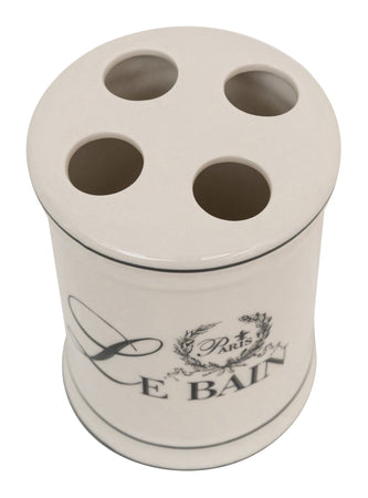 Biscottini Porta spazzolini in porcellana bianca decorata "Le Bain Paris" L8,5xPR8,5xH11,5 cm