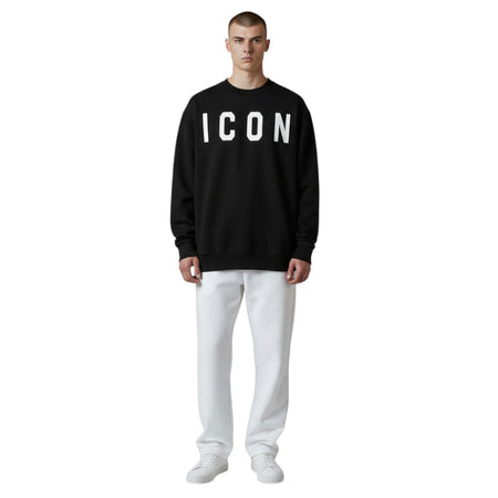 ICON felpa nera logo grande ICUF2W6F001