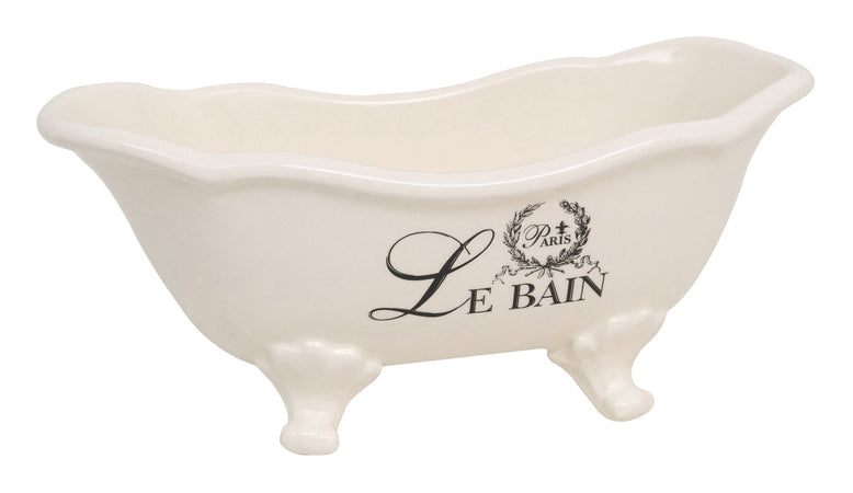 Biscottini Contenitore multifunzione in porcellana bianca con decoro "Le Bain Paris" L25,6xPR12,7xH11,5 cm
