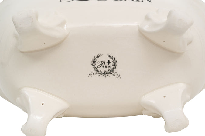 Biscottini Contenitore multifunzione in porcellana bianca con decoro "Le Bain Paris" L25,6xPR12,7xH11,5 cm