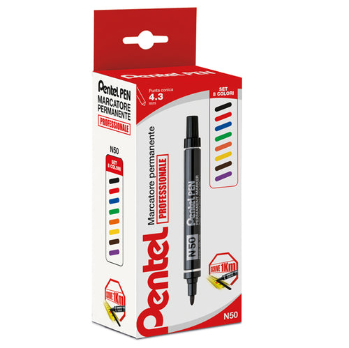 Astuccio Marcatore Pentel Pen N50 8 Col.Assortiti P.Tonda