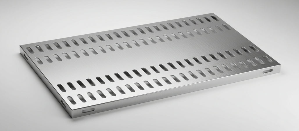 Piano aggiuntivo FORATO per scaffalatura in acciaio inox a ganci cm. 90x60