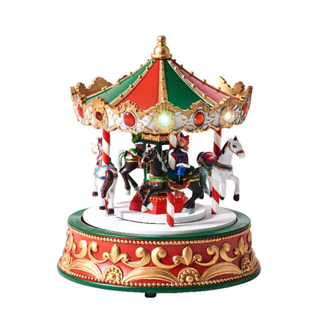 Giostra animata "Carosello" carillon con Led, decorazione da Ø 19 x h 21 cm