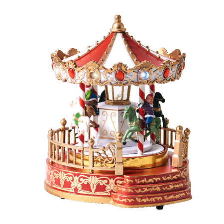 Giostra animata "Carosello" carillon con Led, decorazione da Ø 19 x h 21 cm