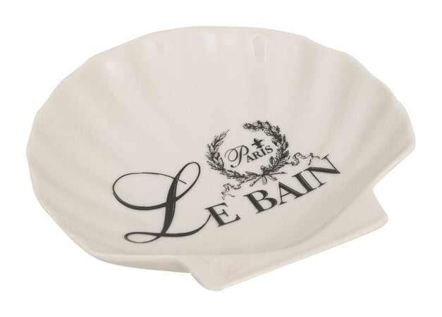 Biscottini Porta saponetta svuota tasche in porcellana bianca decorata "Le Bain Paris" L12xPR12xH2,5 cm