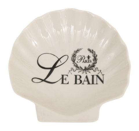 Biscottini Porta saponetta svuota tasche in porcellana bianca decorata "Le Bain Paris" L12xPR12xH2,5 cm