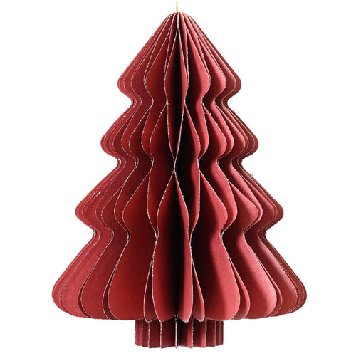 Alberello di Natale colore rosso in carta , decorazione natalizia