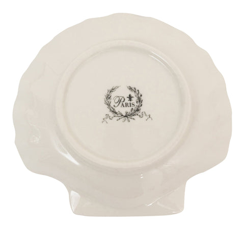 Biscottini Porta saponetta svuota tasche in porcellana bianca decorata "Le Bain Paris" L12xPR12xH2,5 cm
