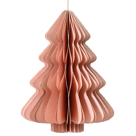 Alberello di Natale colore rosa in carta , decorazione natalizia