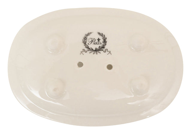 Biscottini Porta saponetta svuota tasche in porcellana bianca decorata "Le Bain Paris" L15xPR10xH6 cm