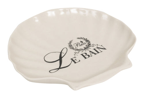 Biscottini Porta saponetta svuota tasche in porcellana bianca decorata Le Bain Paris L20xPR19xH3,8 cm